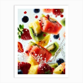 Fruit Splashing In Water Art Print