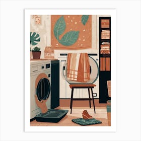 Illustration Of A Laundry Room Art Print