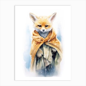Baby Fox Kit As A Jedi Watercolour 1 Art Print