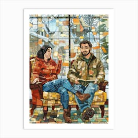 Two People Sitting On Chairs Art Print