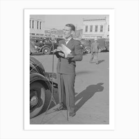 Itinerant Preacher Broadcasting To His Audience By Means Of Public Address System On Streets Of Marshall, Texas B Art Print