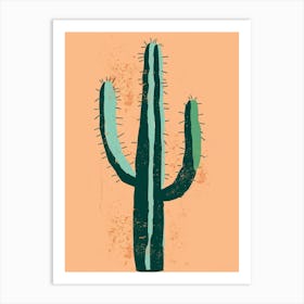 Ferocactus Cactus Minimalist Abstract Illustration 2 Art Print