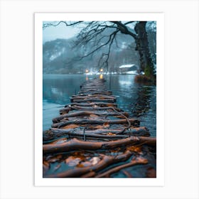 Pier In The Snow Art Print