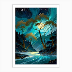 Night Landscape In The Forest Art Print