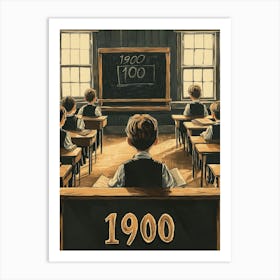 Aihrgdesign A Retro Poster Of A 1900 Classroom Featuring Wood 93d22ada Bc87 41b8 A33a C70edb3cda44 3 Art Print