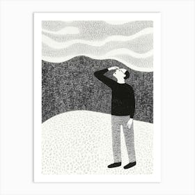 Man Looking At The Sky Collage Art Print