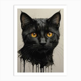 Black Cat With Yellow Eyes 1 Art Print