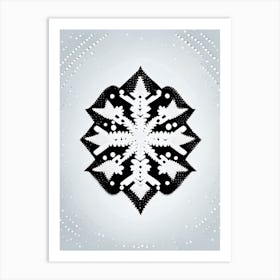 Diamond Dust, Snowflakes, Retro Minimal 4 Art Print