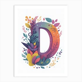Colorful Letter D Illustration 16 Art Print
