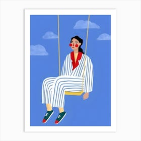 Woman On A Swing Art Print