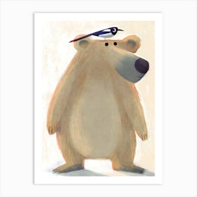 Polar Bear with Pesky Magpie Art Print