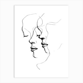 Portrait Of A Woman Minimalist Line Art Monoline Illustration Art Print