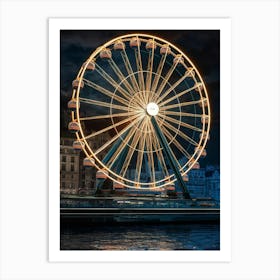 Ferris Wheel At Night Art Print