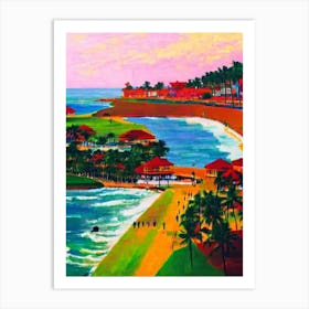 Galle Face Green Beach, Colombo, Sri Lanka Hockney Style Art Print