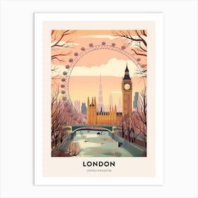 Vintage Winter Travel Poster London United Kingdom 6 Art Print