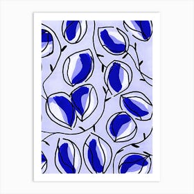 Seed Pods Deep Blue Art Print