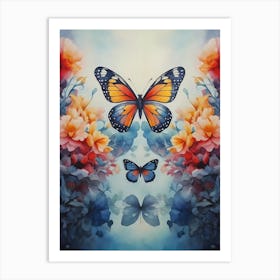 Butterfly And Flowers 7 Art Print