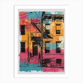 Williamsburg New York Colourful Silkscreen Illustration 4 Art Print