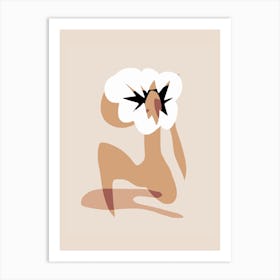 White Floral In Nude Art Print