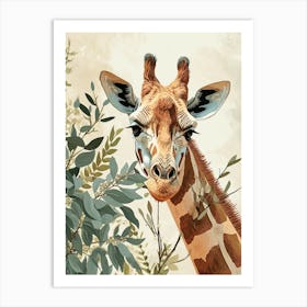 Portrait Of Giraffe Face Colourful Portrait 4 Art Print