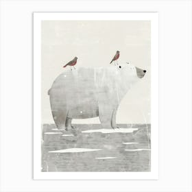 Polar Bear And Birds 4 Art Print