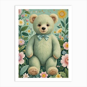 Teddy Bear In The Garden Art Print