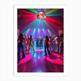 Disco Dancers Color Illustration Art Print