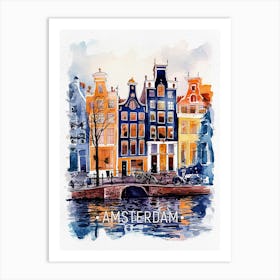 Amsterdam City Watercolor Painting Art Print