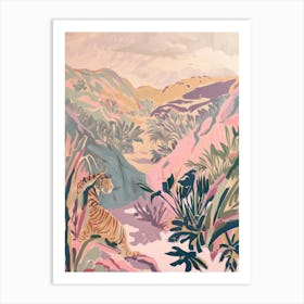 Tigers Pastels Jungle Illustration 3 Art Print