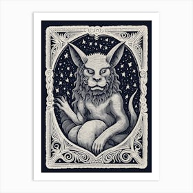 Gargoyle Tarot Card B&W 3 Art Print