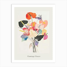 Flamingo Flower 2 Collage Flower Bouquet Poster Art Print