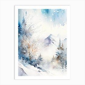 Snowflakes In The Mountains, Snowflakes, Storybook Watercolours 2 Art Print