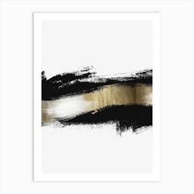 Gold Brush Strokes Canvas Art 4 Art Print