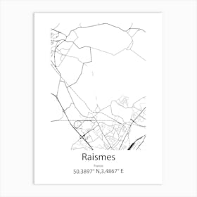 Raismes,France Minimalist Map Art Print