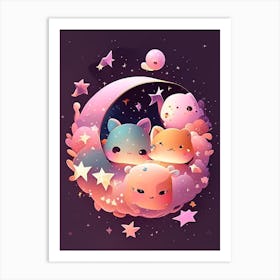 Star Formation Kawaii Kids Space Art Print