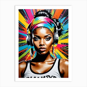 Graffiti Mural Of Beautiful Hip Hop Girl 93 Art Print