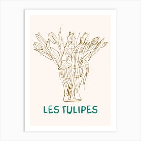 Les Tulipes Flower Vase Hand Drawn Art Print