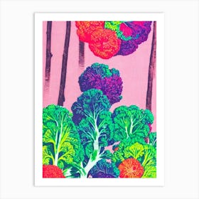 Rapini 2 Risograph Retro Poster vegetable Art Print