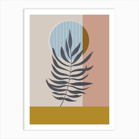 Palm Leaf In Mustard In Blush Art Print