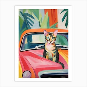 Chevrolet Bel Air Vintage Car With A Cat, Matisse Style Painting 0 Art Print