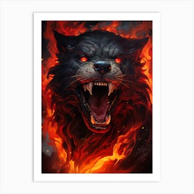 Wolf In Flames 7 Art Print