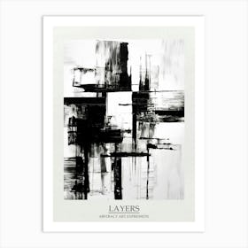 Layers Abstract Black And White 2 Poster Art Print