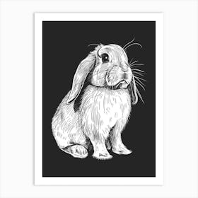 French Lop Rabbit Minimalist Illustration 4 Art Print