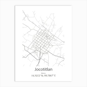 Jocotitlan,Mexico Minimalist Map Art Print