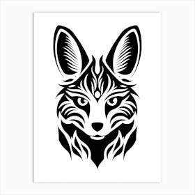 Linocut Fox Pattern 1 Art Print