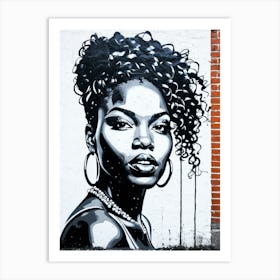 Graffiti Mural Of Beautiful Black Woman 70 Art Print