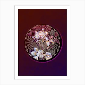 Abstract Pink Rosebush Mosaic Botanical Illustration n.0139 Art Print