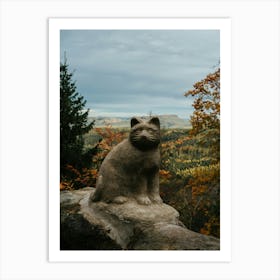 Cat On A Rock Art Print