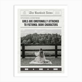 Bookish Newspaper Poster Art Print