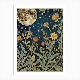 Moon And Flowers Style William Morris 6 Art Print